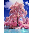 Arbre rose dans la rivière Diamond Painting Broderie Diamant