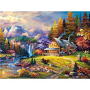 Belle cascade à côté de la maison Diamond Painting Broderie Diamant