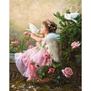 Fleurs et Ange Fille Diamond Painting Broderie Diamant