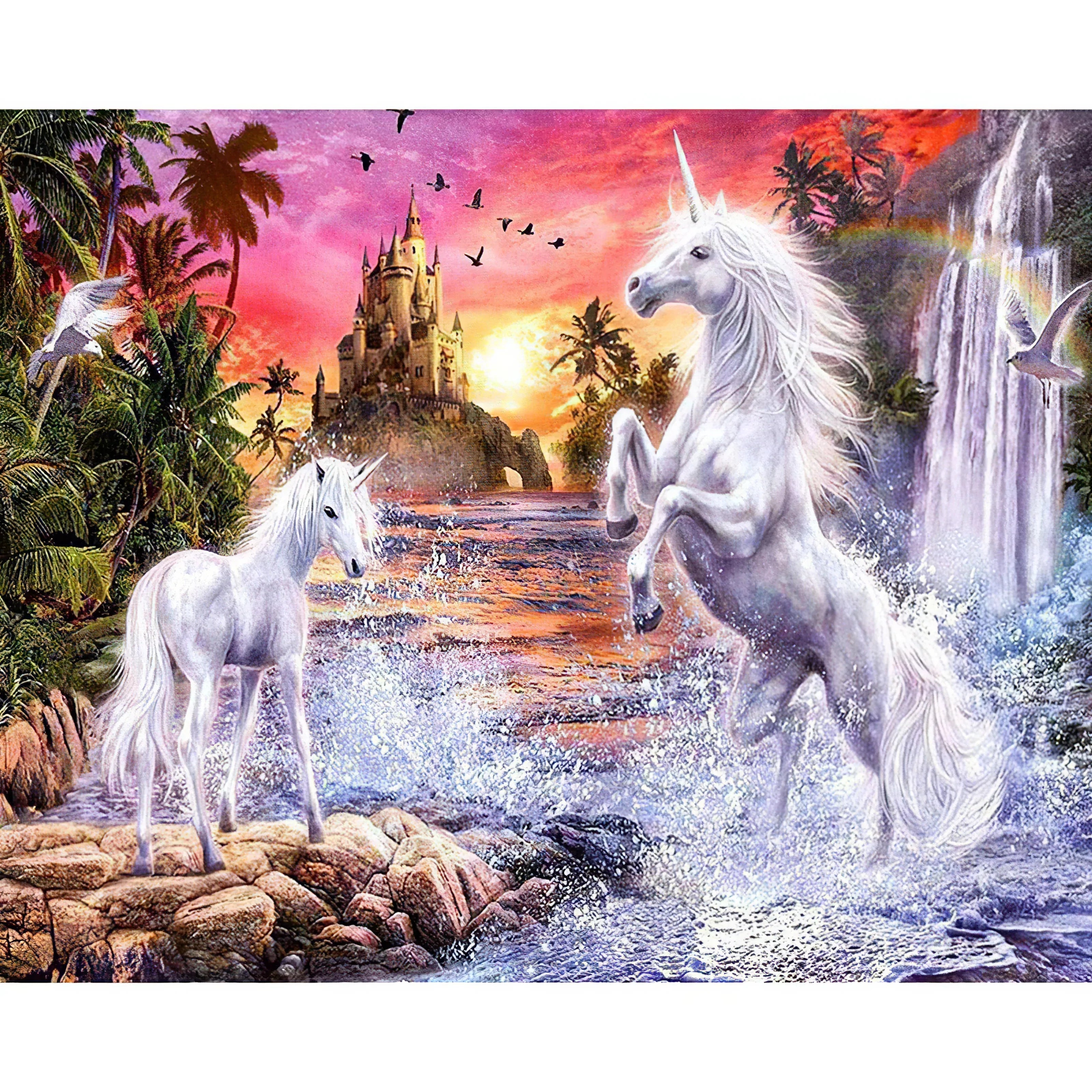 Broderie Diamant Licorne Fleurie