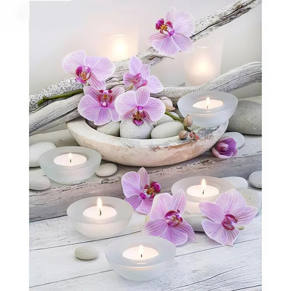 Ambiance Zen Orchidées & Bougies Diamond Painting Broderie Diamant