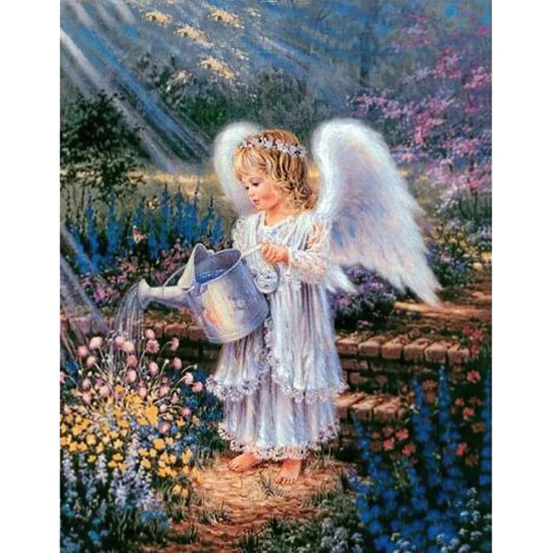 Angel Girl donnant de l'eau aux arbres Diamond Painting Broderie Diamant