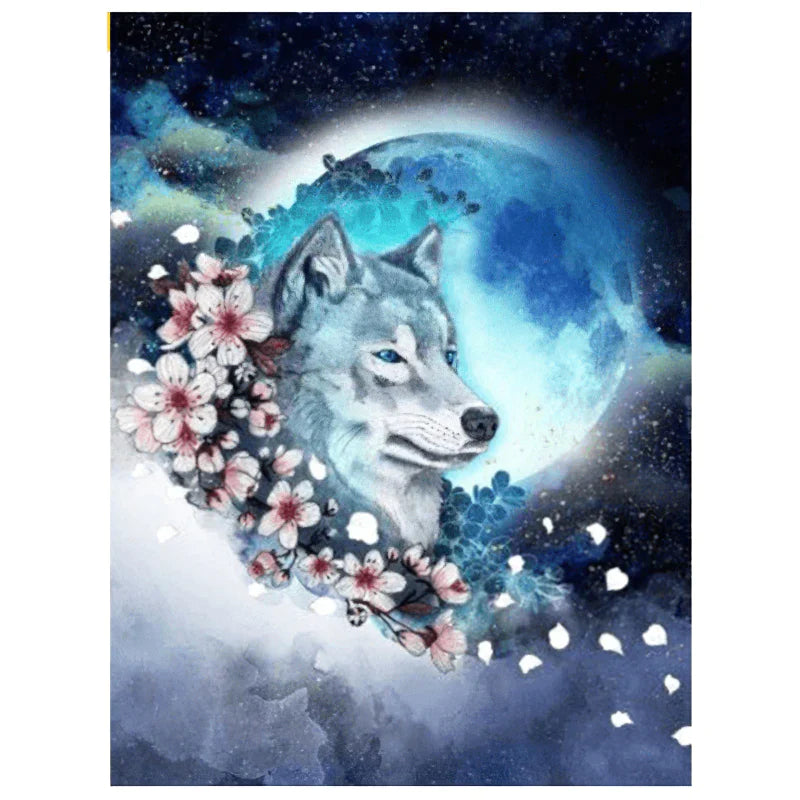 Animaux Loup Univers Etoile Fleur Diamond Painting Broderie Diamant