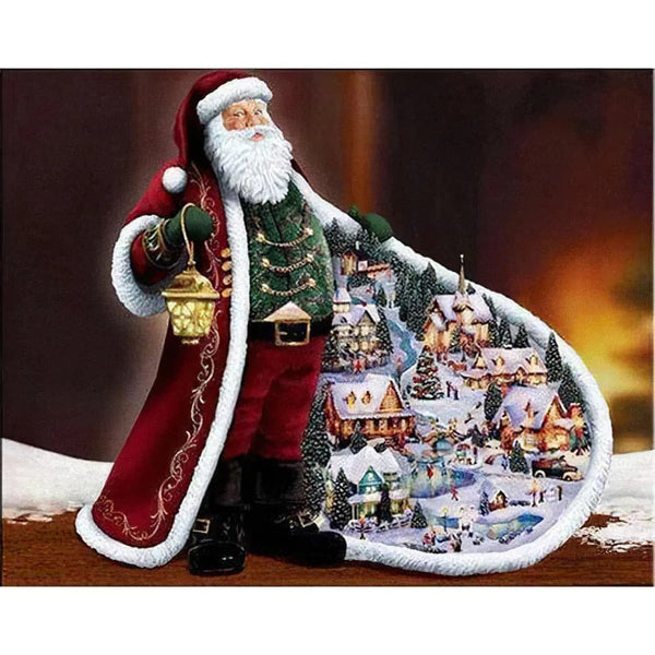 Arbre Santa Claus Xmas Country Rustic Cottage Diamond Painting Broderie Diamant