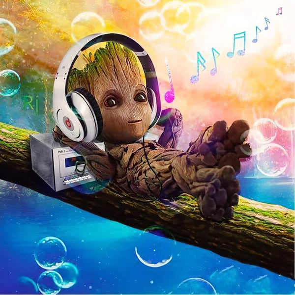 Baby Groot écoute de la musique Diamond Painting Broderie Diamant