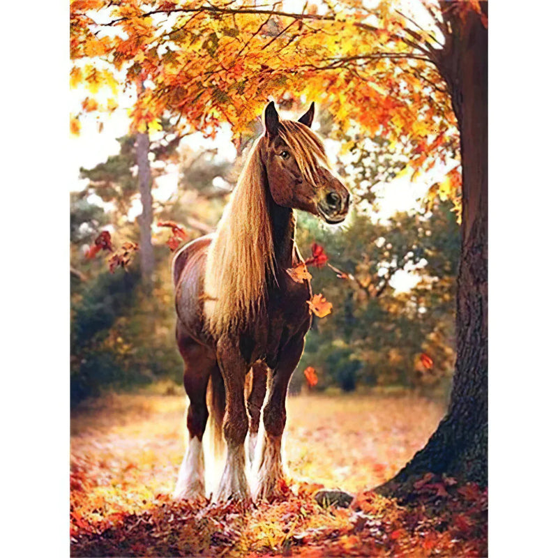 Beau cheval sous l'arbre Diamond Painting Broderie Diamant