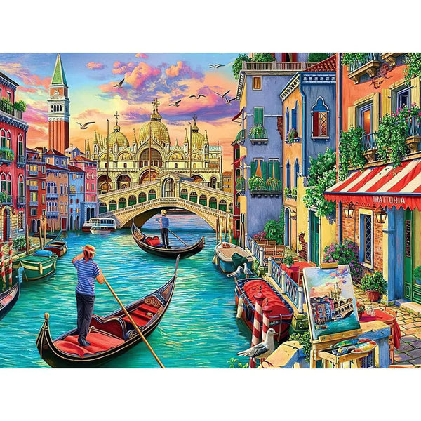 Canal de Venice et bateaux Diamond Painting Broderie Diamant