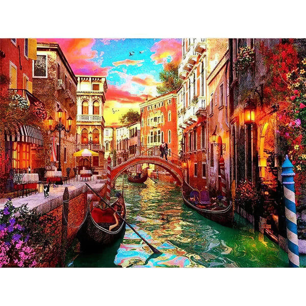 Canal Vanice coloré Diamond Painting Broderie Diamant