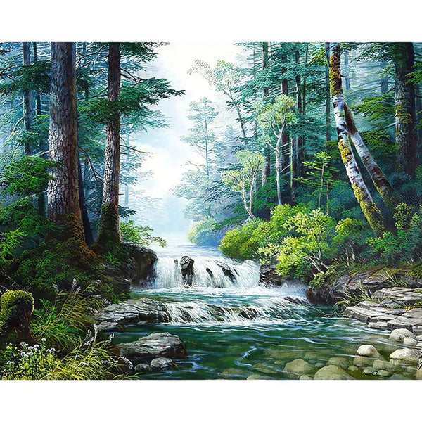 Cascade Forêt Diamond Painting Broderie Diamant