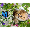 Chaton et Papillon Diamond Painting Broderie Diamant