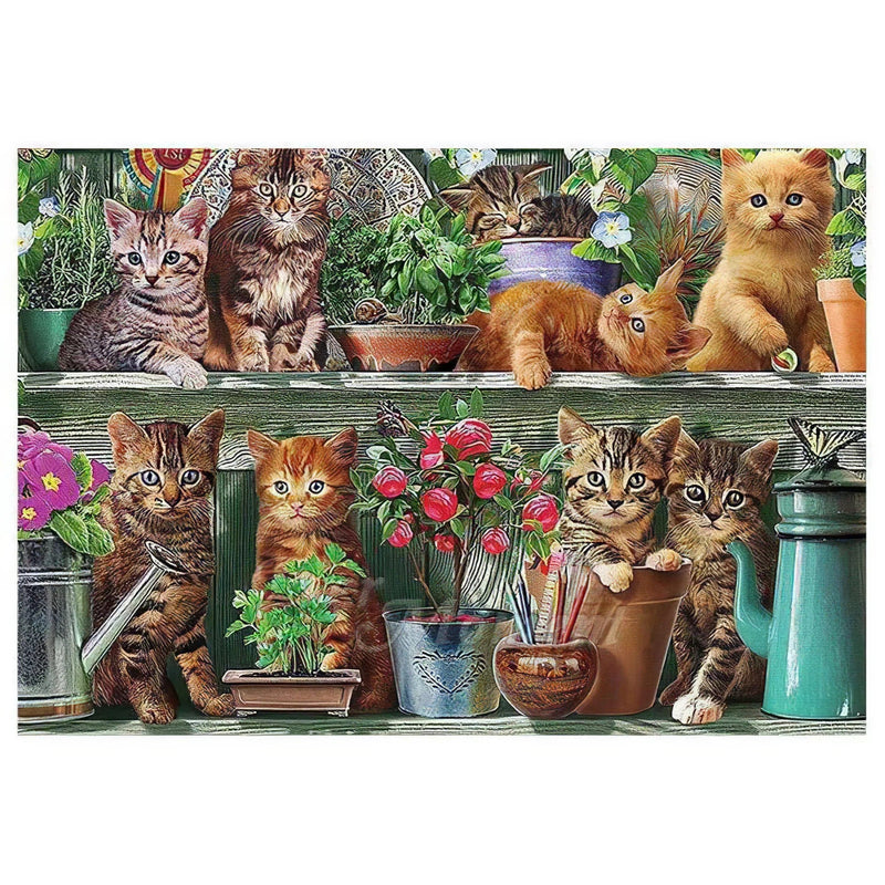 Chats avec des plantes Diamond Painting Broderie Diamant