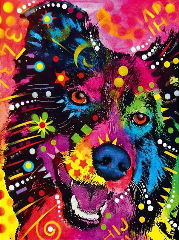 Chien coloré Diamond Painting Broderie Diamant