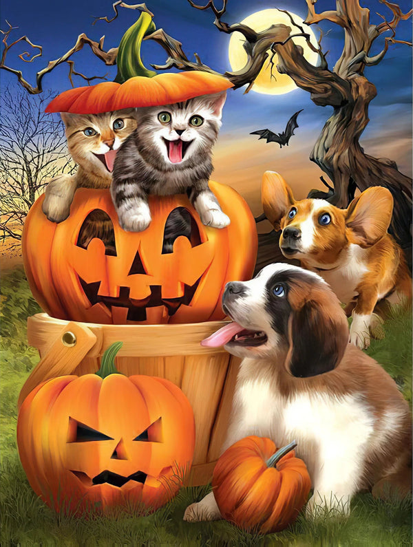 Chiens et chats Halloween Diamond Painting Broderie Diamant