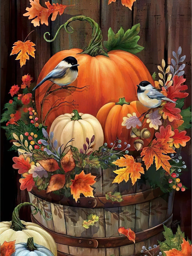 Citrouille d'Halloween et oiseaux Diamond Painting Broderie Diamant