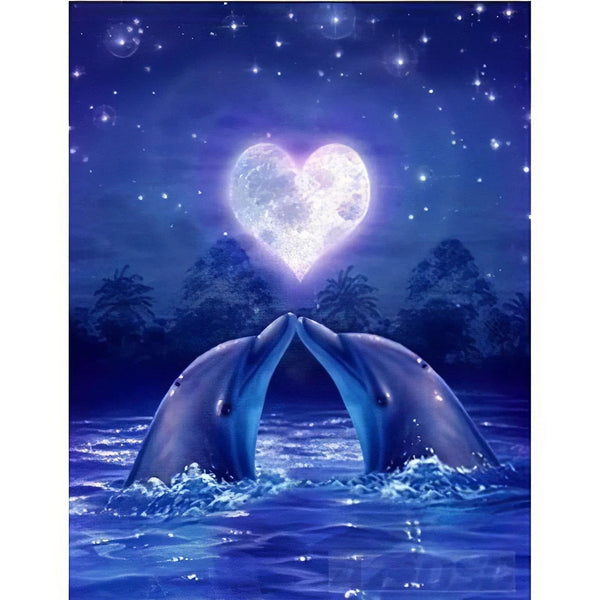 Couple de Dauphins Amoureux Diamond Painting Broderie Diamant