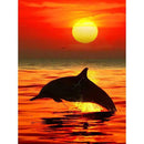 Delphine au coucher du soleil Diamond Painting Broderie Diamant