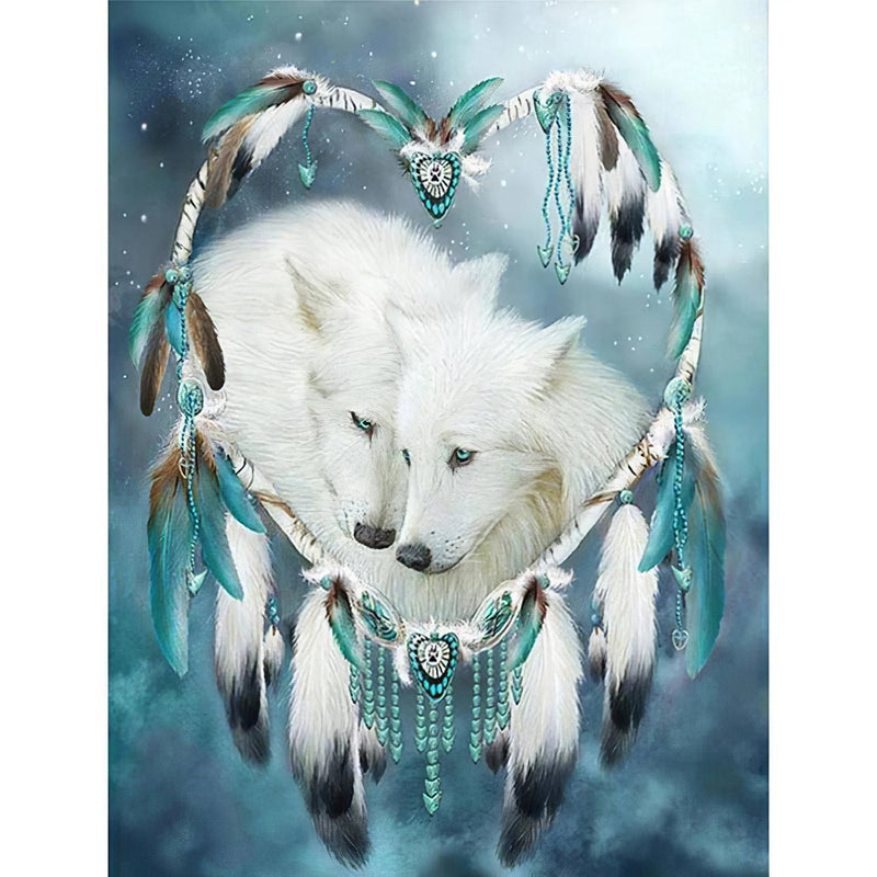 Deux loups blancs Diamond Painting Broderie Diamant