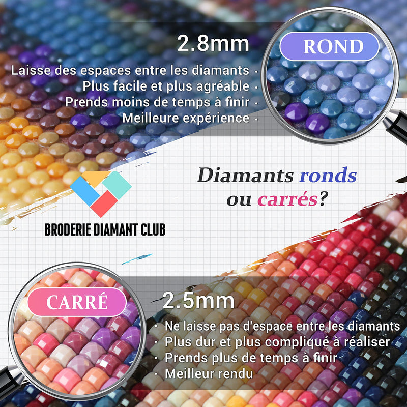 Comment choisir entre diamants ronds et carrés Diamond Painting Broderie Diamant