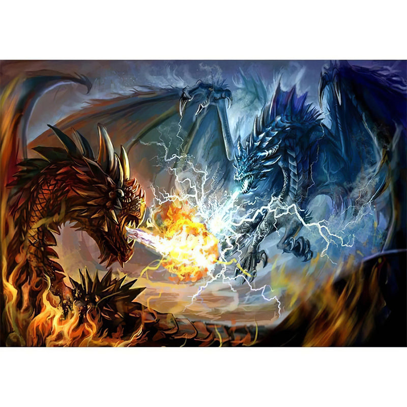 Dragon de feu contre dragon de foudre Diamond Painting Broderie Diamant