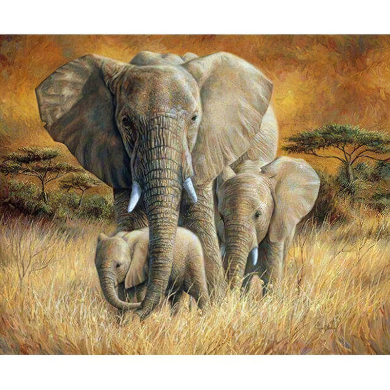 Famille d'éléphants Diamond Painting Broderie Diamant