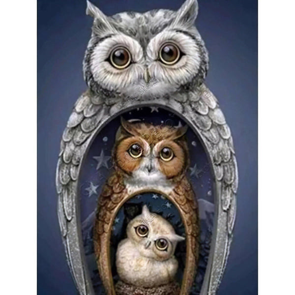 Famille Hibou Diamond Painting Broderie Diamant