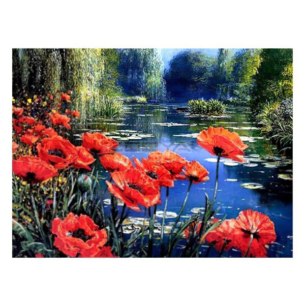 Fleur Lac Saule d'Eau Diamond Painting Broderie Diamant