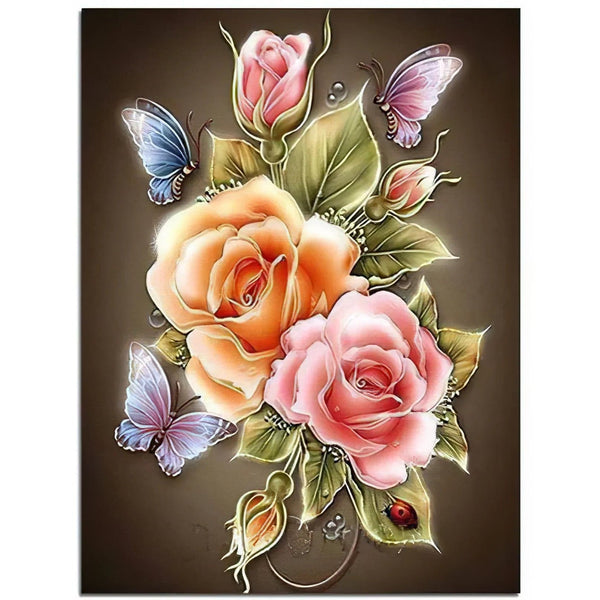 Fleurs et Papillons Illuminés Diamond Painting Broderie Diamant