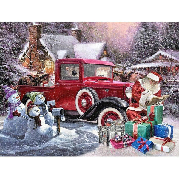 La voiture du Père Noël Diamond Painting Broderie Diamant