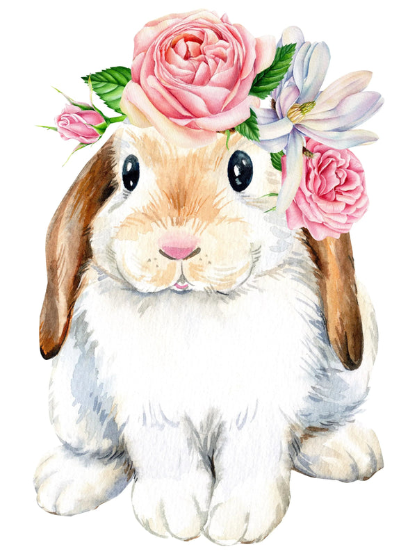 Lapin et Roses Diamond Painting Broderie Diamant