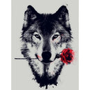 Loup avec fleur Diamond Painting Broderie Diamant