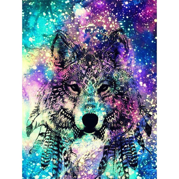 Loup coloré Diamond Painting Broderie Diamant