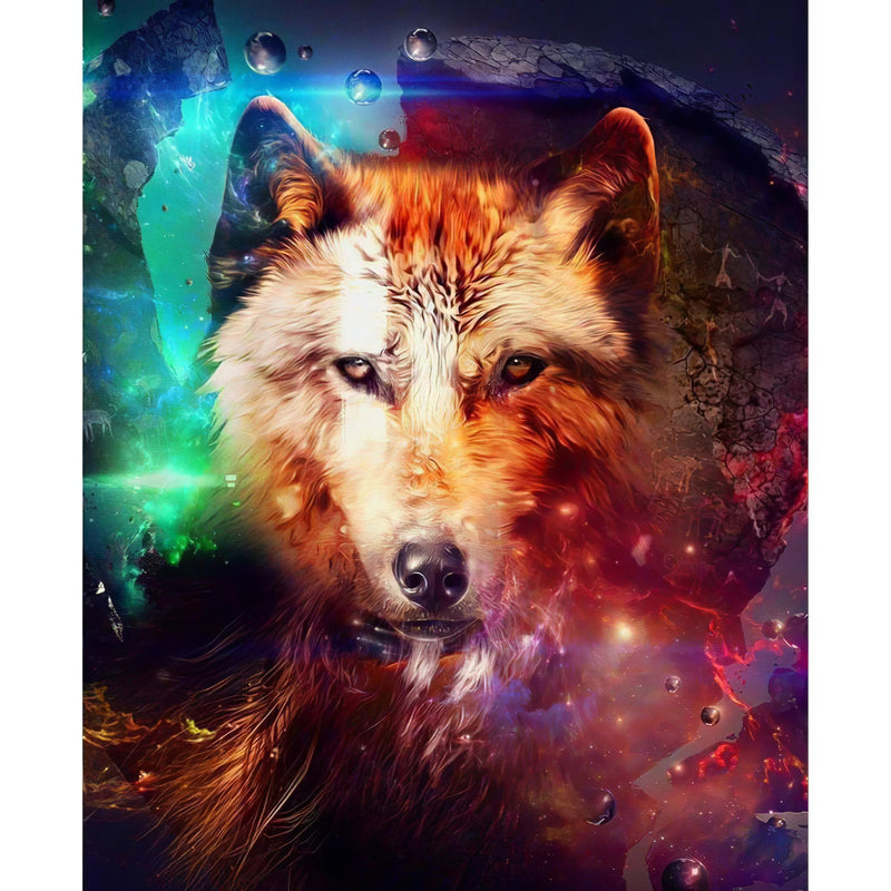 Loup coloré Diamond Painting Broderie Diamant