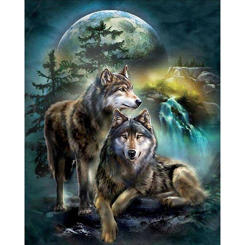 Loup de la lune Diamond Painting Broderie Diamant