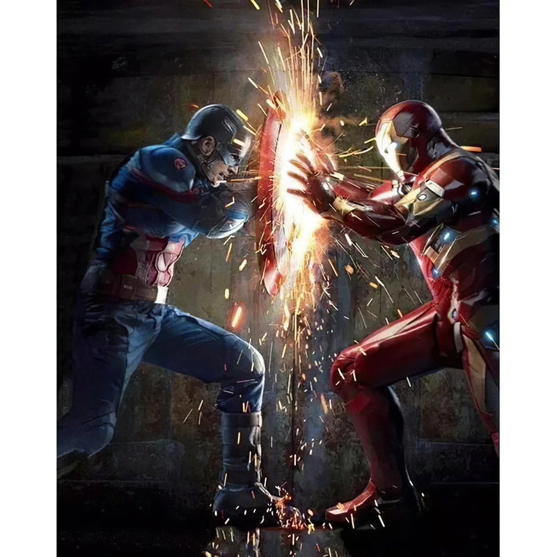 Marvel Captain America contre Iron Man Diamond Painting Broderie Diamant