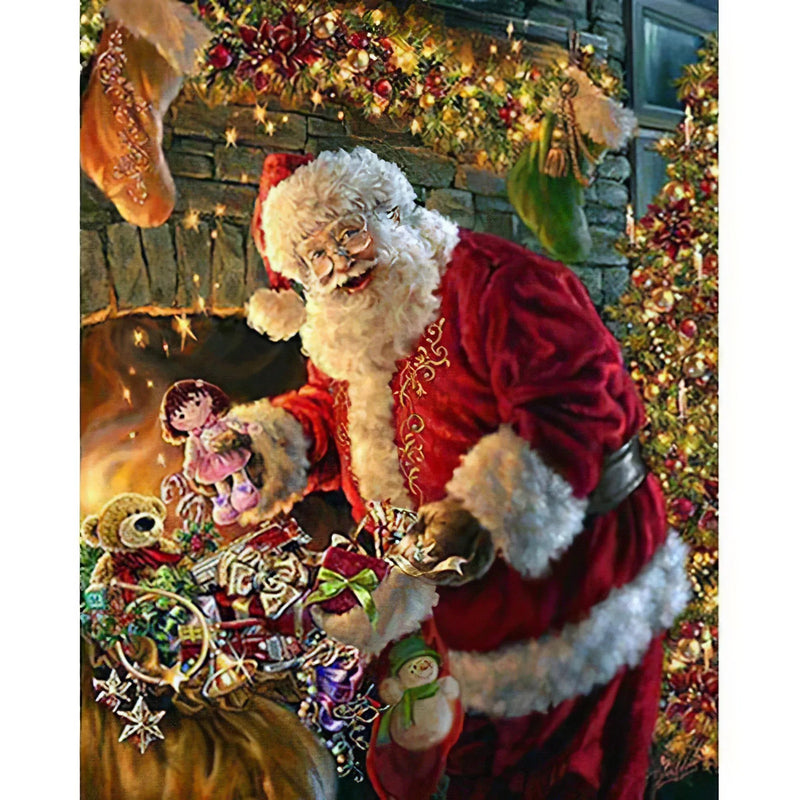 Père Noël avec beaucoup de cadeaux Diamond Painting Broderie Diamant