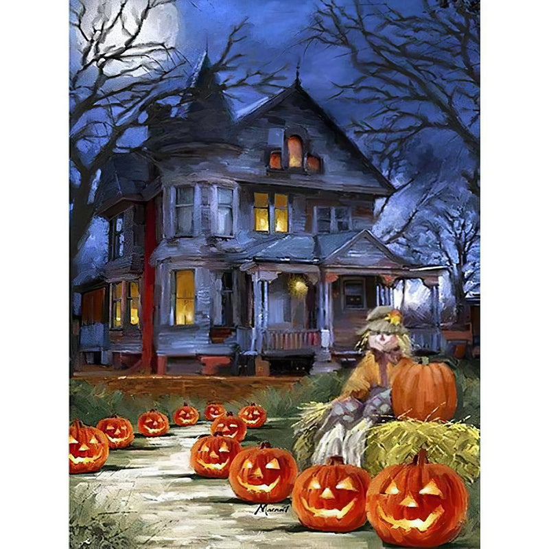 Sorcière et maison d'Halloween Diamond Painting Broderie Diamant