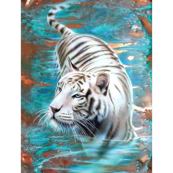 Tigre blanc dans l'eau Diamond Painting Broderie Diamant