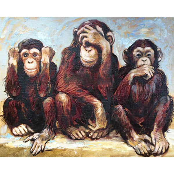 Trois singes Diamond Painting Broderie Diamant